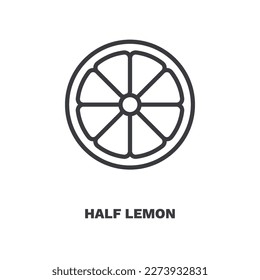 half lemon icon. Thin line half lemon icon from restaurant collection. Outline vector isolated on white background. Editable half lemon symbol can be used web and mobile