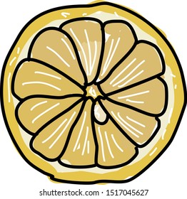 Half lemon, illustration, vector on white background.