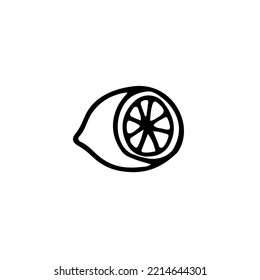 Half a lemon or lime. Useful citrus fruit, rich taste, invigorating. Doodle. Drawn by hand. Vector illustration. Outline.