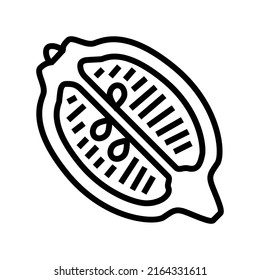 medio vector de icono de línea de limón. señal de medio limón. símbolo de contorno aislado ilustración negra