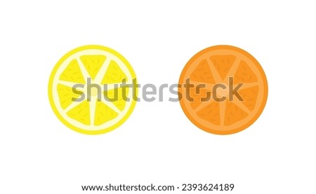 Half lemon and half orange isolated on white background