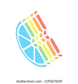 Half lemon or orange. Simple icon. Stack of colorful isometric icons on white background