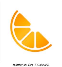 Half lemon or orange. Simple icon. Orange sign with low light on white background