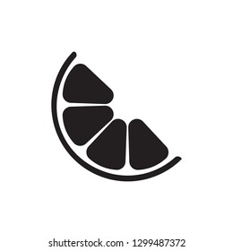 Half lemon or orange. Simple icon. Black on white backgroun