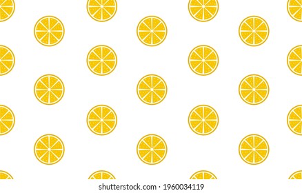 Half lemon seamless pattern vector on isolated white background. Decorative bright slice lemons. Hand drawn flat design for backdrop, wallpaper, fabrics, wallpaper. Freshness concept.
