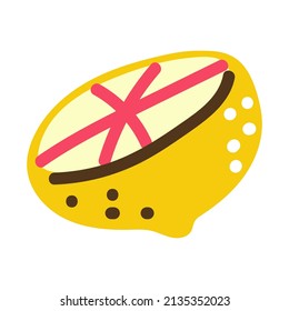 Half a lemon vector cartoon illustration isolated on a white background.