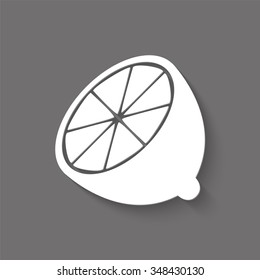 half of lemon vector icon with shadow