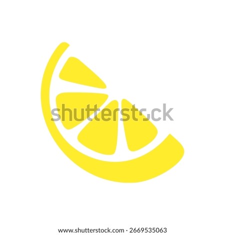 Half lemon wedge slice in vibrant yellow flat cartoon vector illustration