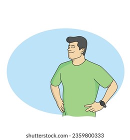 half length of man holding hands on hips illustration vector hand drawn isolated on white background