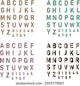 Half leopard cheetah print font, alphabet, letters, Half Leopard font, Leopard cheetah half print font letters alphabet, retro wavy vintage 