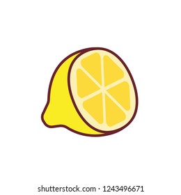 Half of lime. Yellow lemon. Line icon illustration