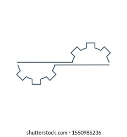 half linear gear logo design, repair concept, brocken wheel. vector illustration isolated on white background.