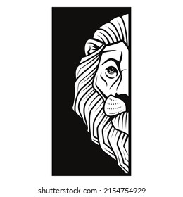 half lion head for t-shirt design, vector illustration