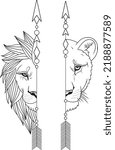 Half lions tattoo stencil leones tatuaje vector