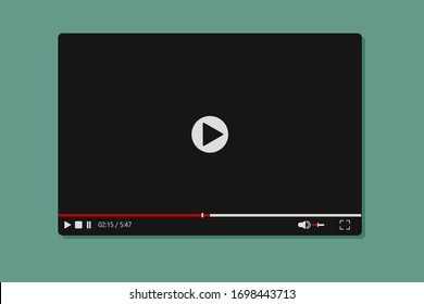 Half load media player on green background. Vector illustration.