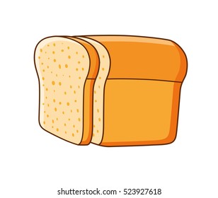 Half a loaf of bread and slice isolated.