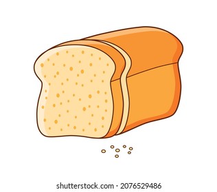 Half A Loaf Of Toast Bread With Slice And Crumbs Isolated Vector