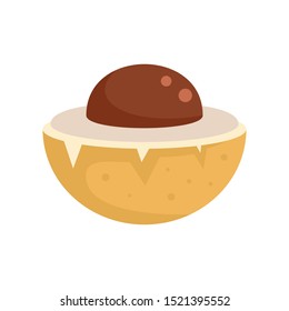 Half longan icon. Flat illustration of half longan vector icon for web design