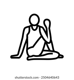 half lord of the fishes pose ardha matsyendrasana line icon vector. half lord of the fishes pose ardha matsyendrasana sign. isolated contour symbol black illustration