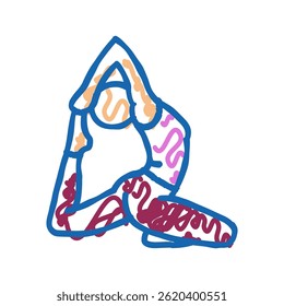 half lord of the fishes pose ardha matsyendrasana doodle icon sketch vector. half lord of the fishes pose ardha matsyendrasana sign. isolated symbol illustration