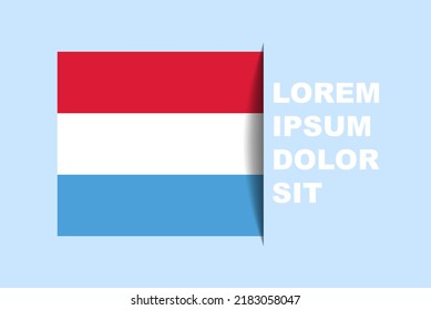 Half Luxembourg flag vector with copy space, country flag with shadow style, horizontal slide effect, Luxembourg icon design asset, text area, simple flat design