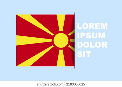 Half Macedonia flag vector with copy space, country flag with shadow style, horizontal slide effect, Macedonia icon design asset, text area, simple flat design