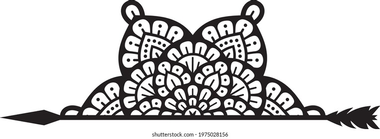 Half mandala and arrow symbol