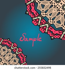 Half mandala frame for text in the Indian style.