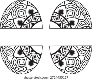 Half Mandala Herz Vektor Design mit komplizierten geometrischen Mustern für romantische Valentinstag Grußkartenhandwerk.