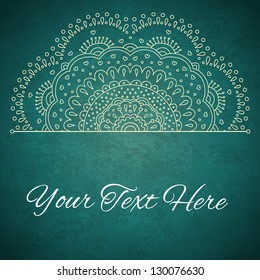 Half of mandala ornament with space for your text.