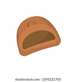 Half Manju Japanese Traditional Steamed Bun Cartoon Flat Illustration. Clean Icon Design Element on Isolated White Background
