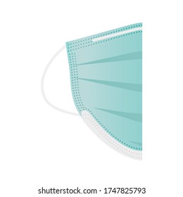 Half medical disposable mask vector icon. Personal protective equipment. Medical green color. For illustration, advertising, print, web, poster, icon, pictogram, packaging.