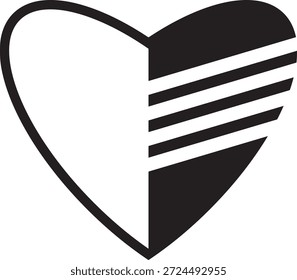 Metade Mínimo Amor Coração Vetor Gráfico Para Romântica Ilustração De Decoração De Casa E Valentine Jardim Design Modelo.