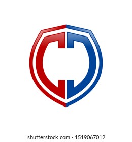 Half Mirrored C Letter Shield Graphic