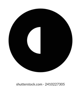 half moon astrology space, planets galaxy phases sphere shadow vector illustration flat icon logo web mobile concept design black white isolated background