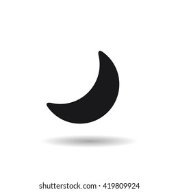 half moon black web icon illustration for mobile app color picture on a white background and shadow