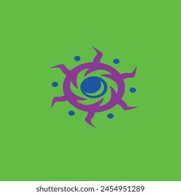 half moon and circle in purple and blue