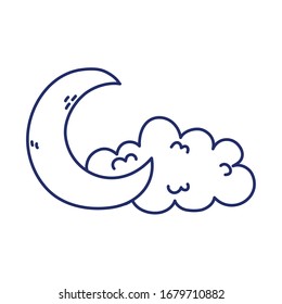 Halbmond- und Cloud-Dekoration einzeln auf Vektorillustration