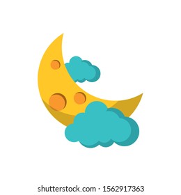 half moon cloud weather flat icon image vector illustration