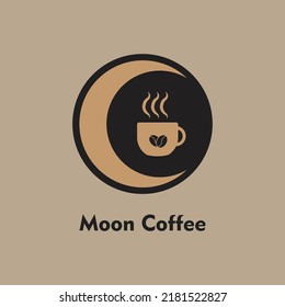 Half moon Coffee Shop logo. Minimalist coffee shop logo concept, fit for cafe, restaurant, packaging and coffee business. Illustration vector logo.