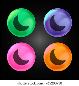 Half moon crystal ball design icon in green - blue - pink and orange.