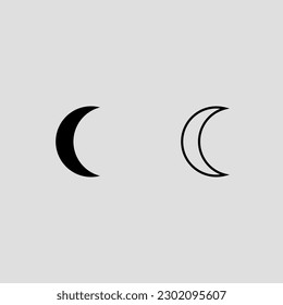 half moon fill and outline icon set isolated vector illustration