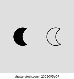 half moon fill and outline icon set isolated vector illustration