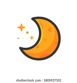 half moon flat and fill halloween icon