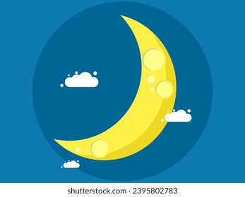 half moon floated brightly in the sky. vector 