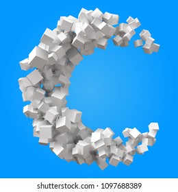 half moon formed by random cubes