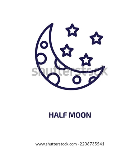 half moon icon from astronomy collection. Thin linear half moon, half, sky outline icon isolated on white background. Line vector half moon sign, symbol for web and mobile