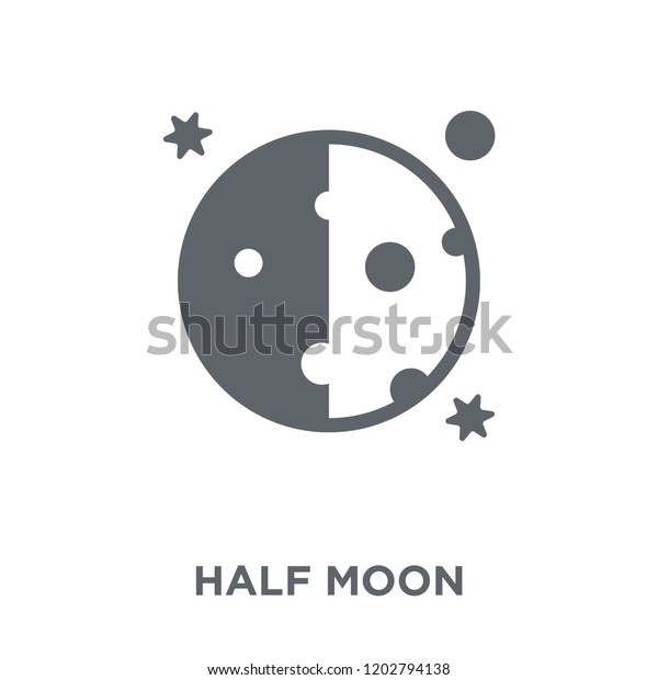 Half moon icon. Half moon design concept from\
Astronomy collection. Simple element vector illustration on white\
background.