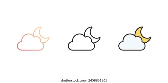 Half Moon icon design with white background stock illustration