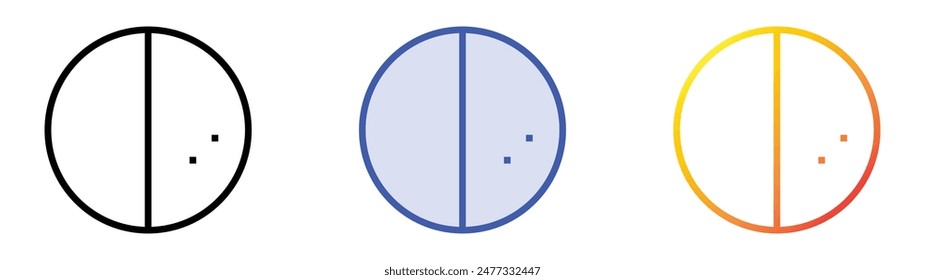 half moon icon. Linear, Blue Fill and Gradient Style Design Isolated On White Background